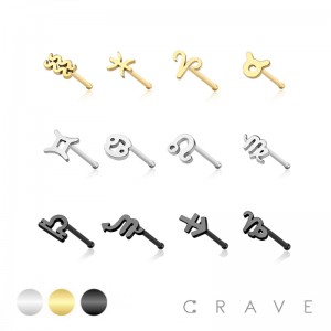 ZODIAC SYMBOL 316L SURGICAL STEEL NOSE BONE